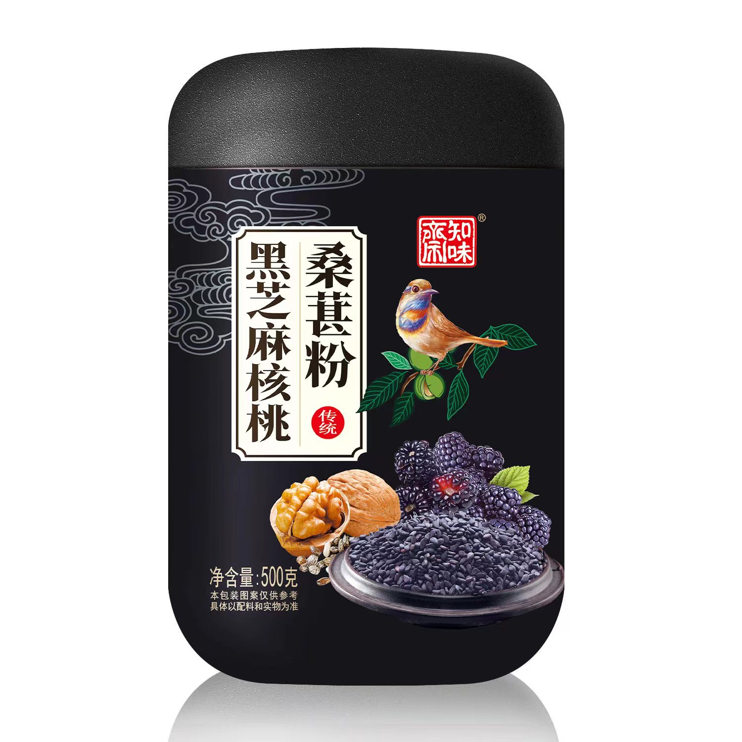 【知味斋】黑芝麻核桃桑葚粉 500g/罐*2罐 新老包装随机